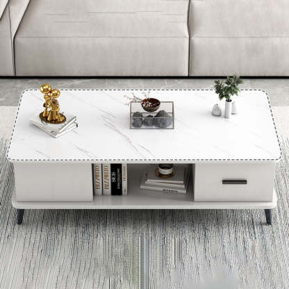 Nordic Rectangular Engineered Wood Iron Coffee Table