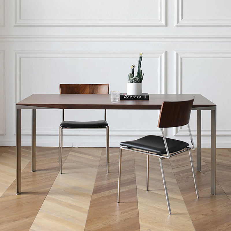 Nordic Curved Wood Leather Dining Chair