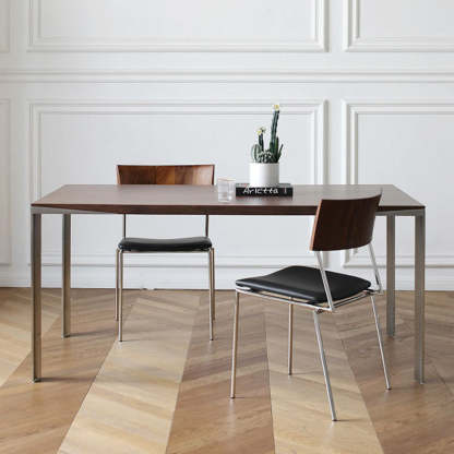 Nordic Curved Wood Leather Dining Chair