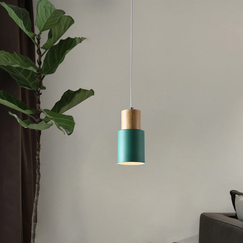 Nordic Cylinder Wood Pendant Light