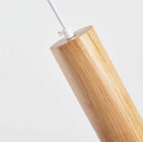 Minimalist Rubberwood Cylinder Spotlight LED Pendant Light