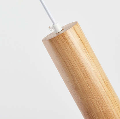 Minimalist Rubberwood Cylinder Spotlight LED Pendant Light