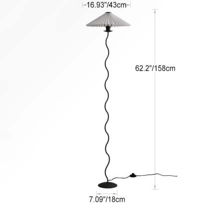 Vintage Pleated Fabric Floor Lamp — Remote control +Infinitely Dimmable / White / 220V-240V For UK/AU