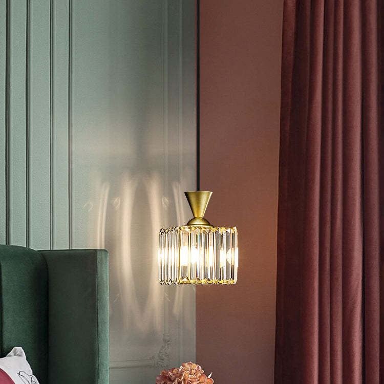 Contemporary Radiant Prismatic Crystal Pendant Light — Square / Gold / 220V-240V For UK/AU