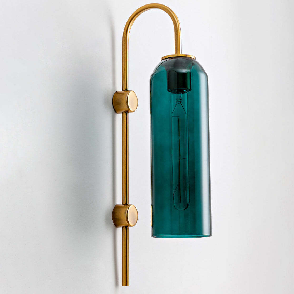 Nordic Luxury Glass Column Bent Arm Sconce