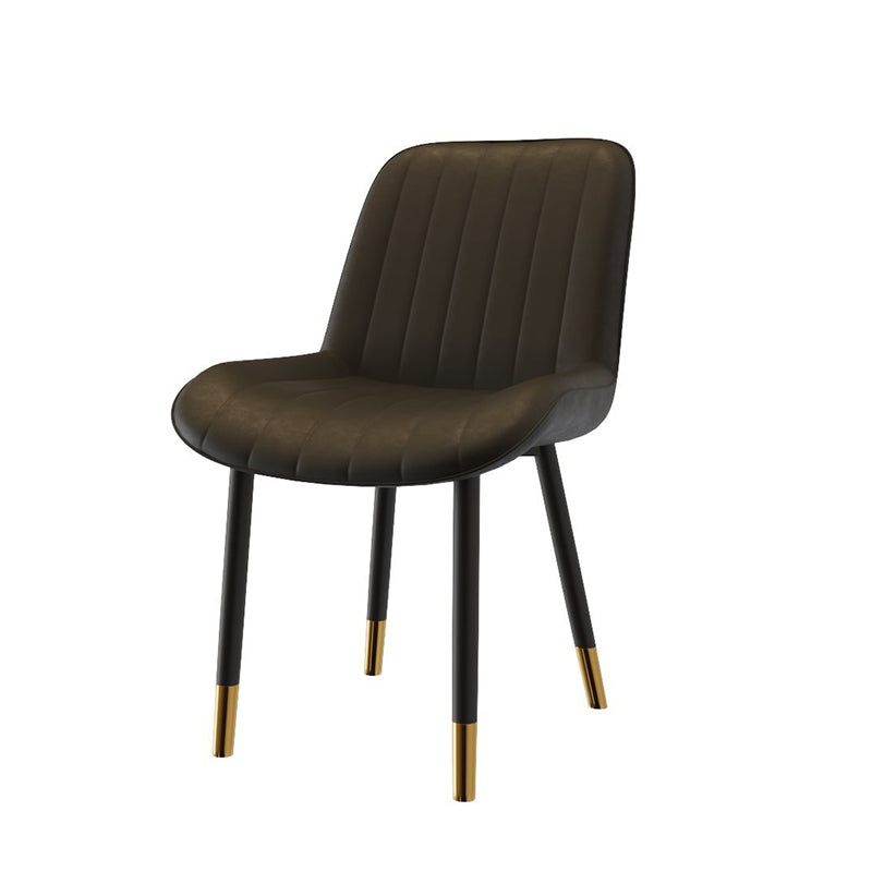 Modern Curved Leather Metal Dining Chair