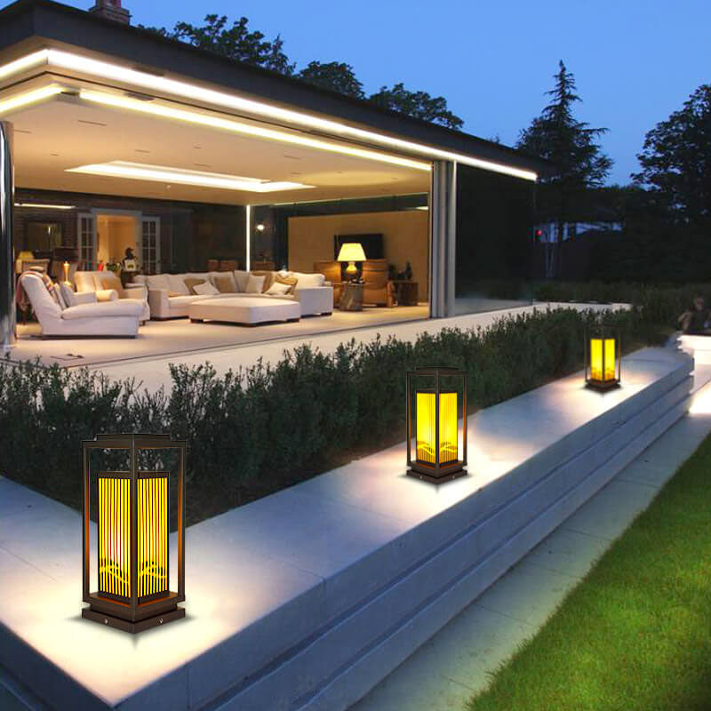 Chinese Square Cage Outdoor Lawn Path Light
