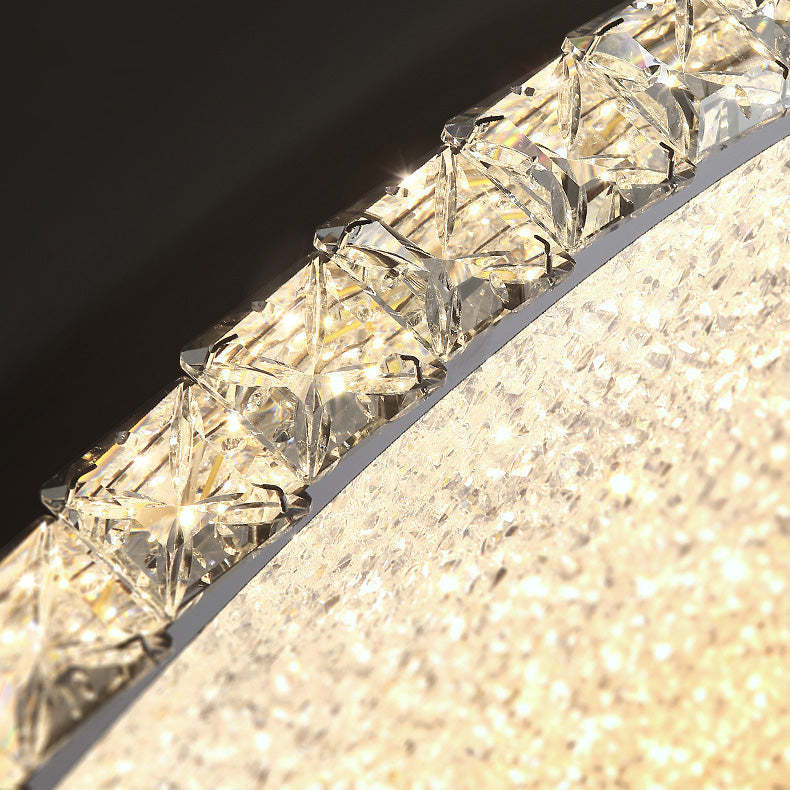 Modern Stainless Steel Crystal Rectangular LED Flush Light — Rectangular - Small / Infinitely Dimmable / 110V-120V For US/CA