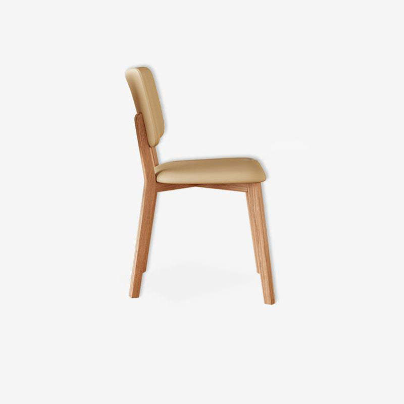 Minimalist Square Wood Leather Chair