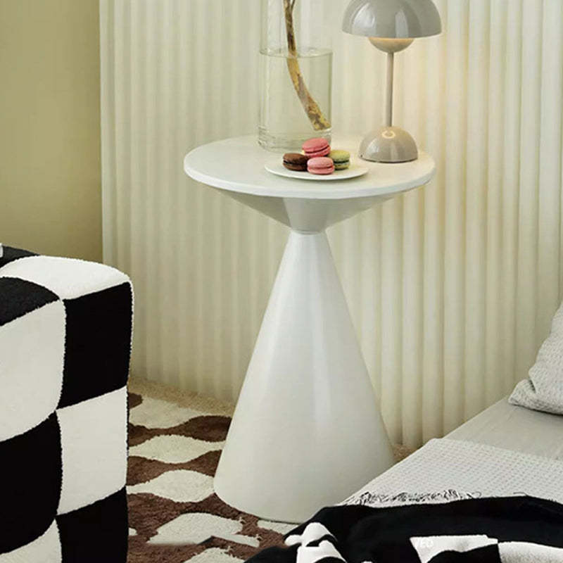 Minimalist hourglass black coffee tables, Lighom — 21.7" H x 15.75" Dia / White