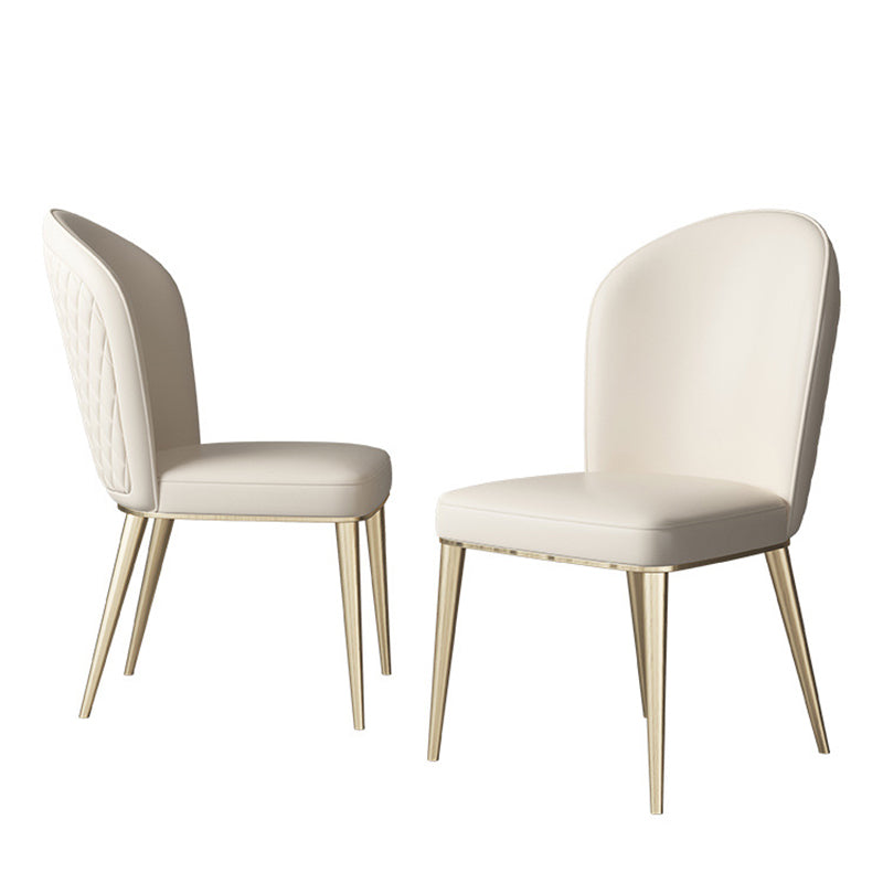 Nordic Curved Leather Tapered Leg Dining Chair