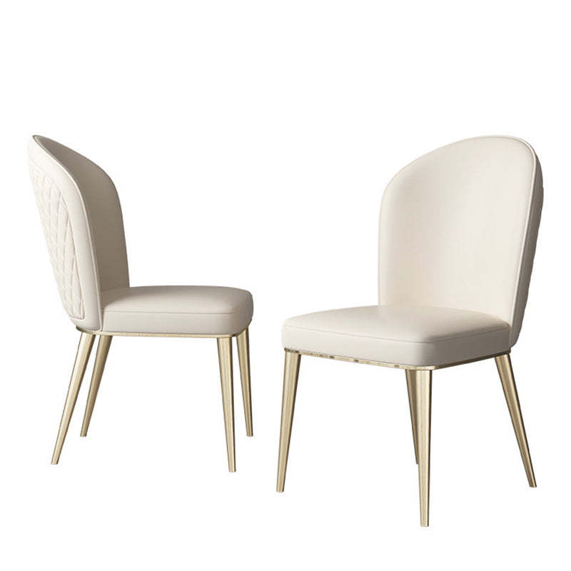 Nordic Curved Leather Tapered Leg Dining Chair