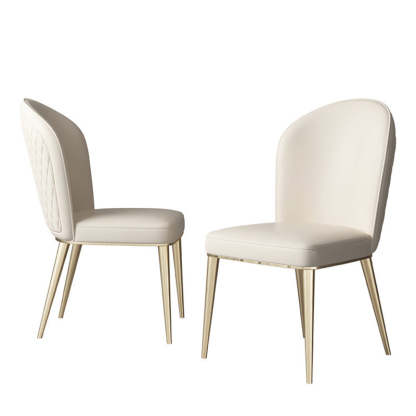 Nordic Curved Leather Tapered Leg Dining Chair