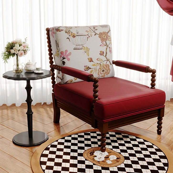 Retro Rubber Wood Velvet Accent Chair — Walnut Frame