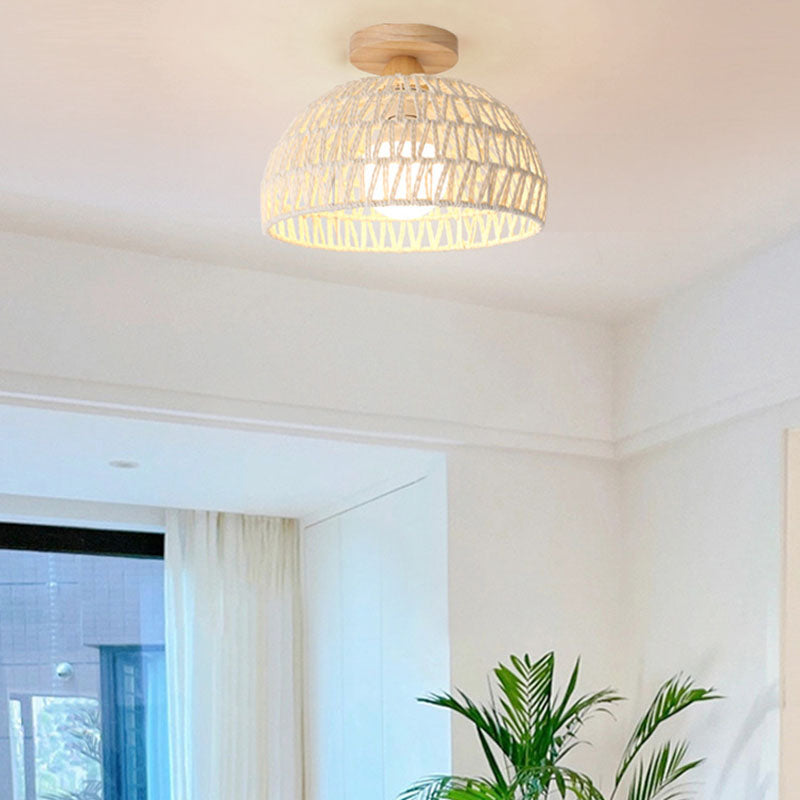 Japanese Solid Wood 1-Light Ceiling Light