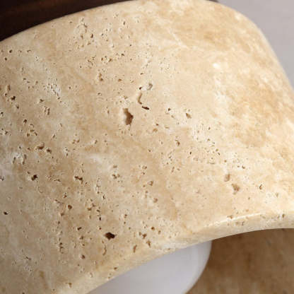 Japanese Round Yellow Travertine Semi-Flush Ceiling Light