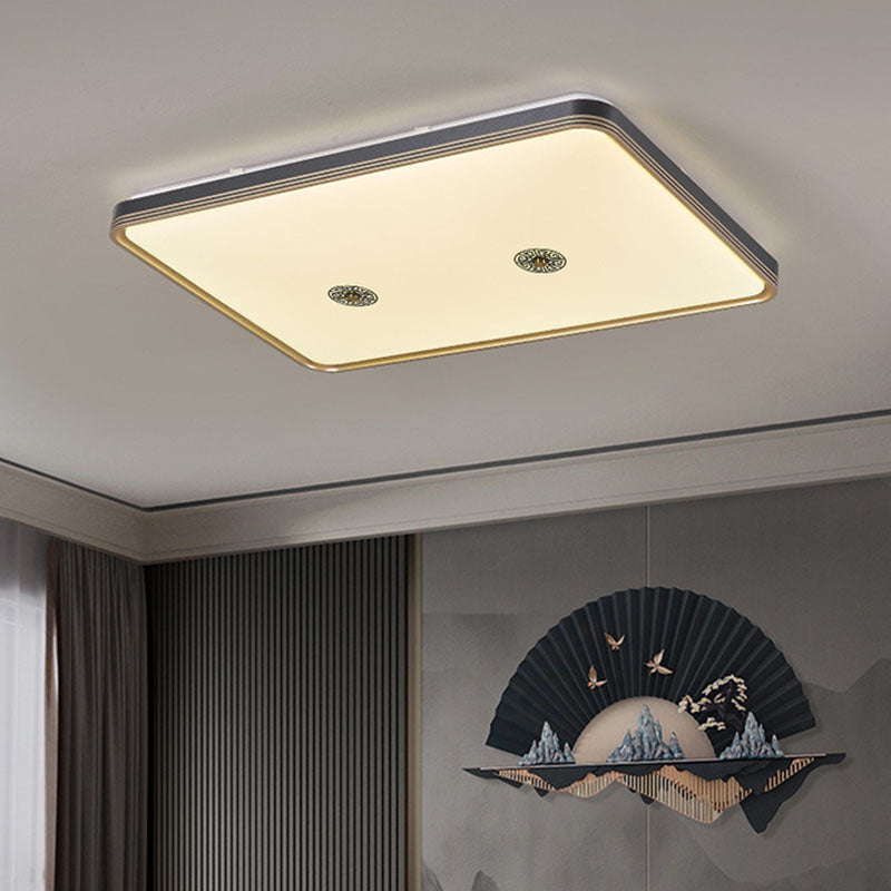 Chinese Square Geometric Acrylic LED Flush Mount Light