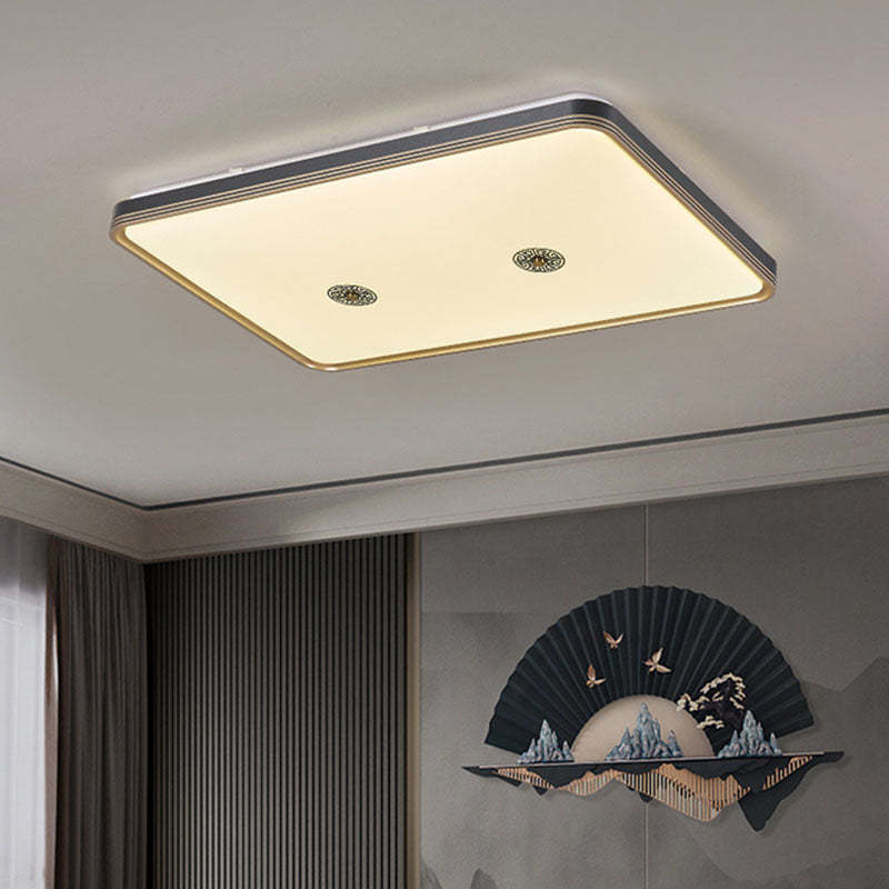 Chinese Square Geometric Acrylic LED Flush Mount Light