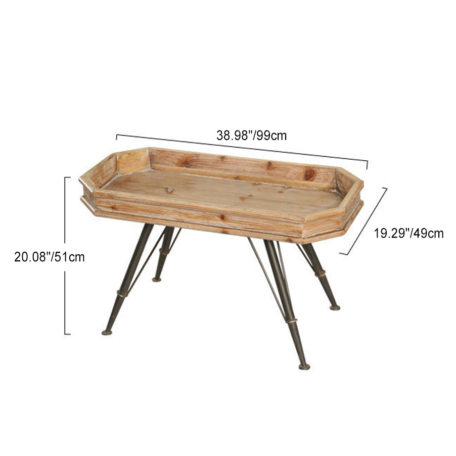 Rustic Rectangular Wood Iron Coffee Table