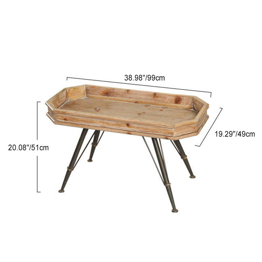 Rustic Rectangular Wood Iron Coffee Table