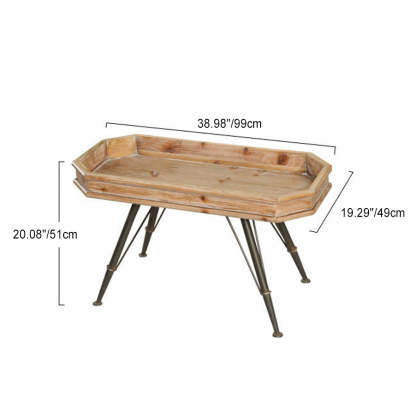 Rustic Rectangular Wood Iron Coffee Table