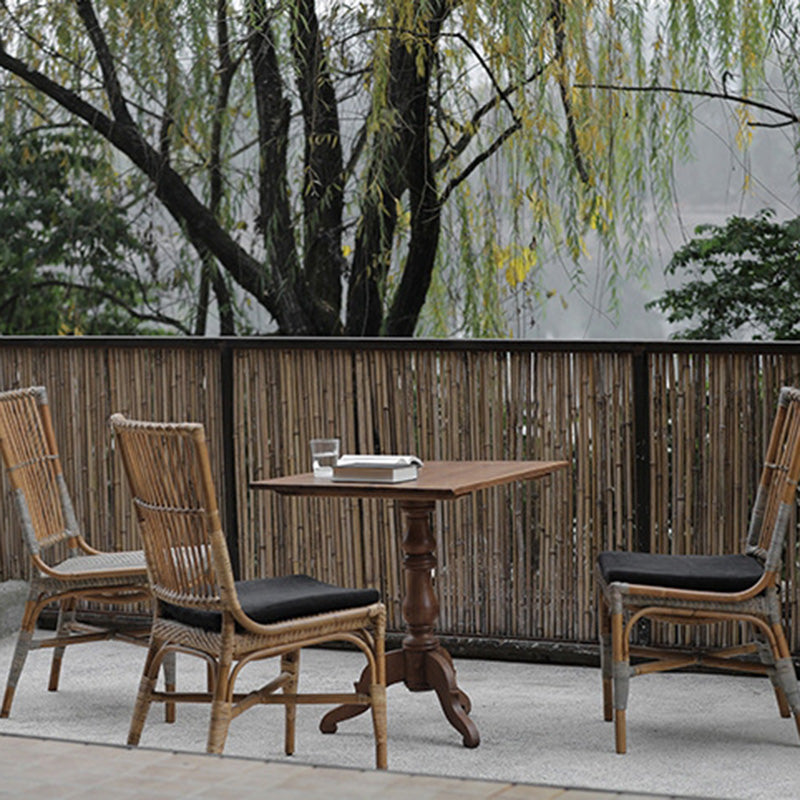 Chinese Woven Wood Four-Leg Dining Chair — Without Armrest / With Cushions