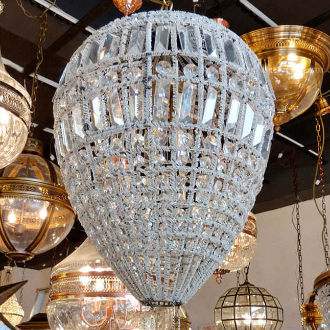 French Vintage Hot Air Balloon Crystal Chandelier