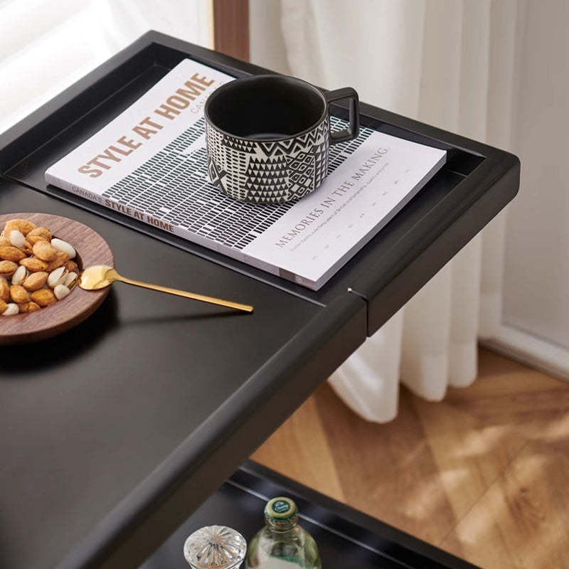 Nordic Wood Stainless Steel Movable Side Table 2-Tier