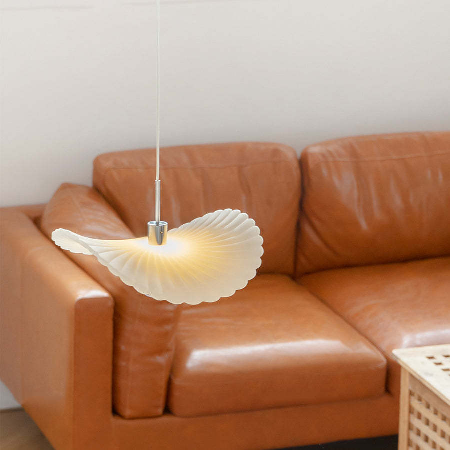 Modern Art Deco Cream Pleated Lotus Leaf Pendant