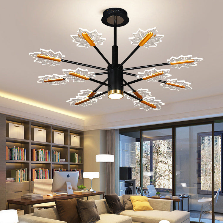 Minimalist branch leaf chandeliers in acrylic — 6-Light / 220V-240V (UK/AU)