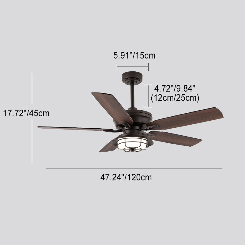 Industrial Wood Blade Ceiling Fan Light