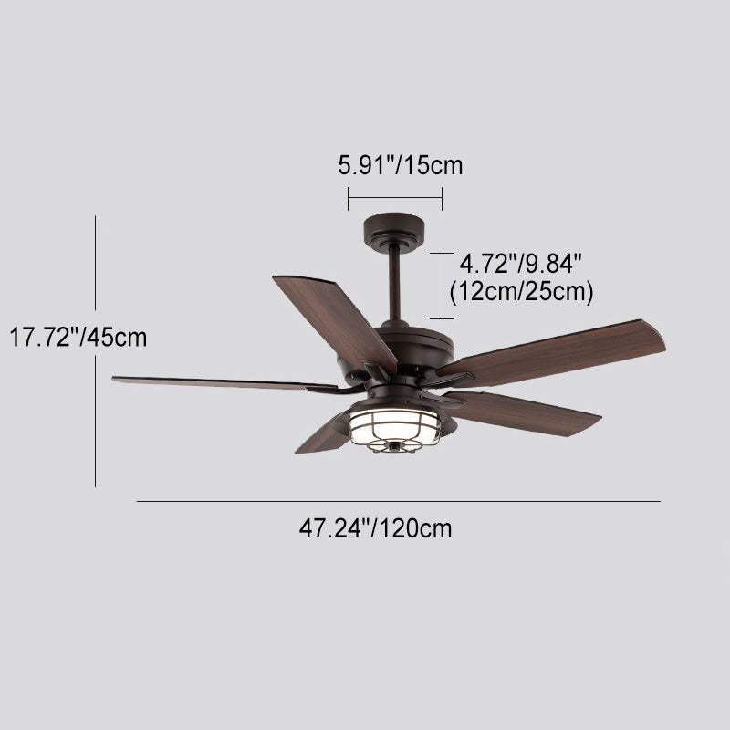 Industrial Wood Blade Ceiling Fan Light