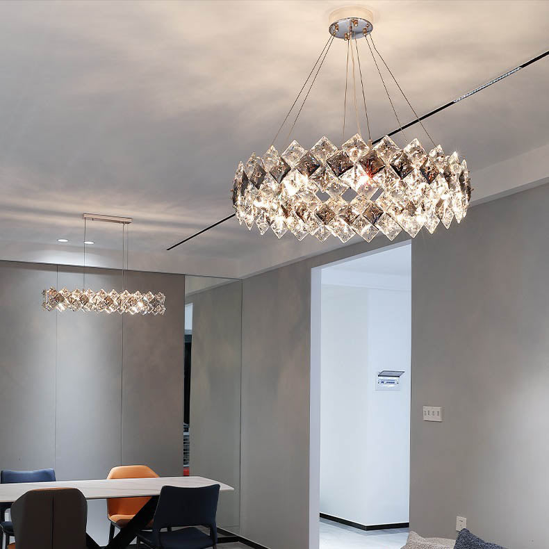 Luxury diamond circle chrome chandeliers, Lighom — Round - 17.72" / 220V-240V (UK/AU)