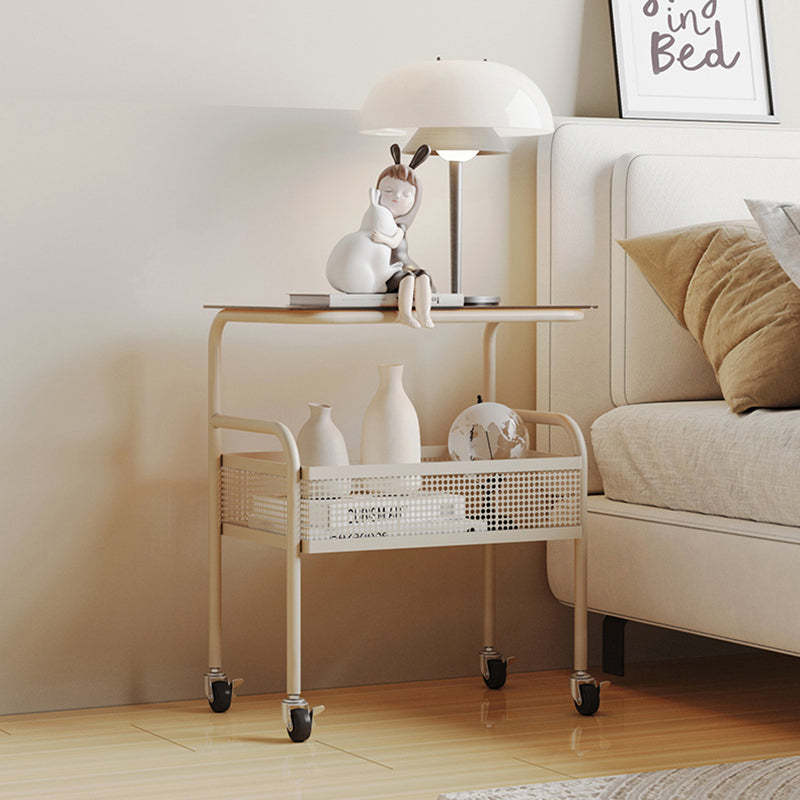 Scandinavian Iron Tempered Glass End Table
