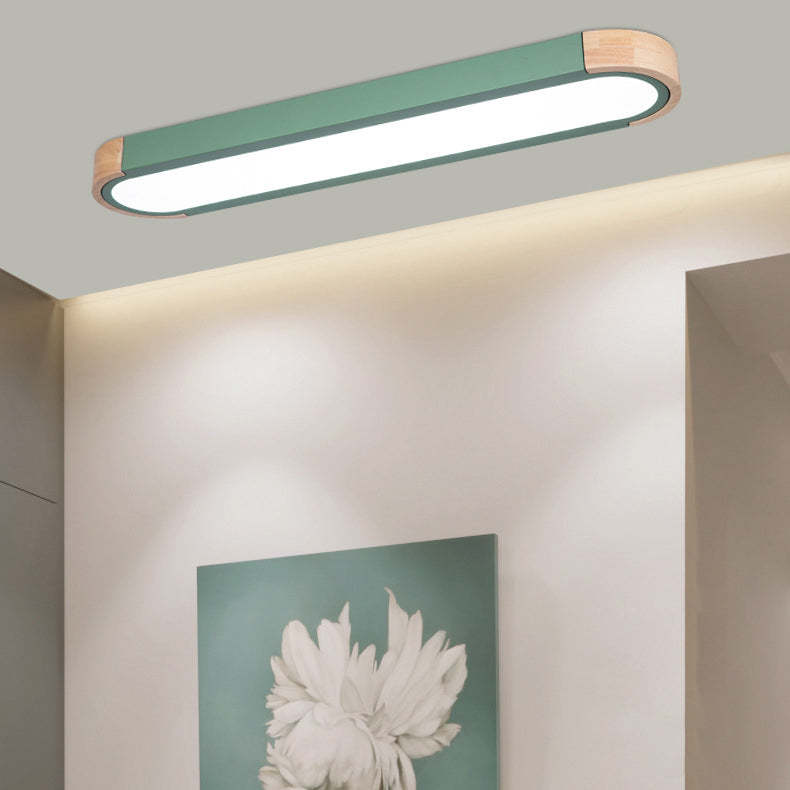 Scandinavian Long Oval Iron Flush Mount Light