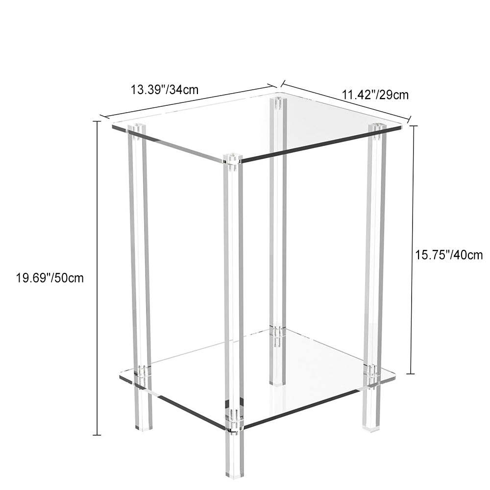 Minimalist Rectangular Acrylic 2-Tier End Table