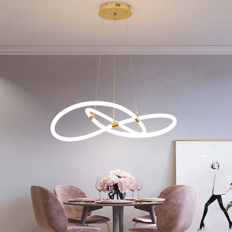 Nordic Acrylic Bending Tube Island LED Chandelier — Warm Light (3000K) / Straight Line Tube / 220V-240V For UK/AU