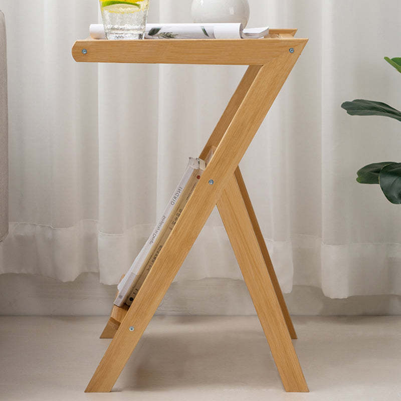 Contemporary Z-Shaped Glass Bamboo End Table