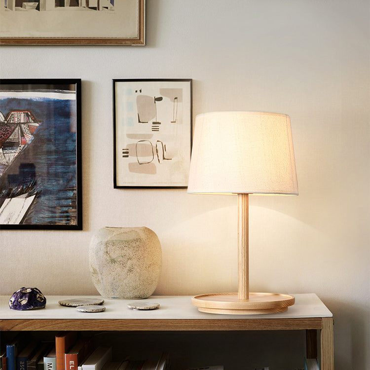 Wood fabric cone study table lamps - minimalist — Natural Wood / 220V-240V (UK/AU