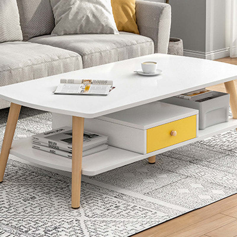 Minimalist Rectangular Wood 2-Tier Coffee Table