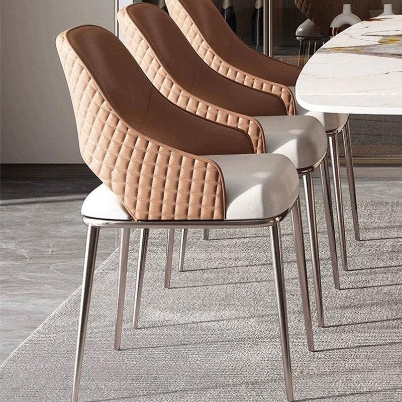 Scandinavian Leather Metal Dining Armchair