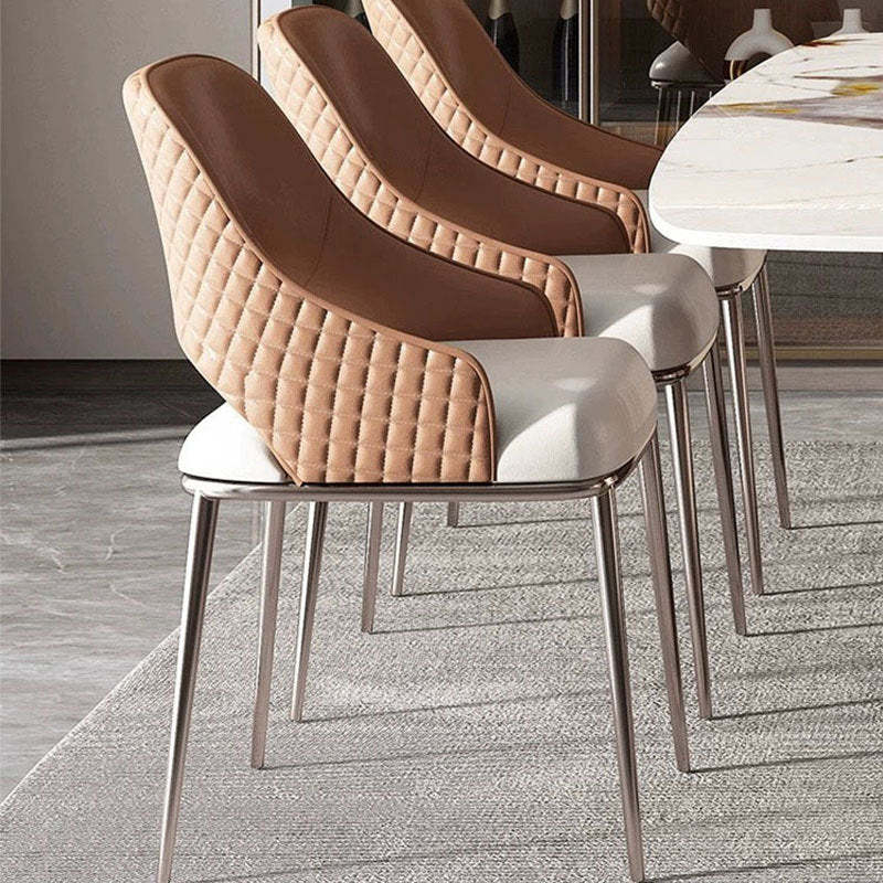 Scandinavian Leather Metal Dining Armchair