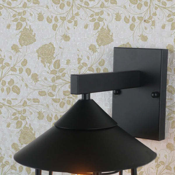 Vintage Industrial Iron Lantern Indoor Outdoor Wall Sconce