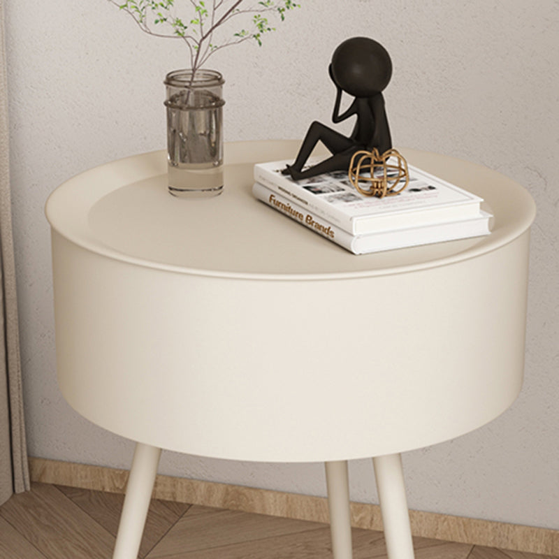 Minimalist Round Iron 1-Storage Nightstand — Black