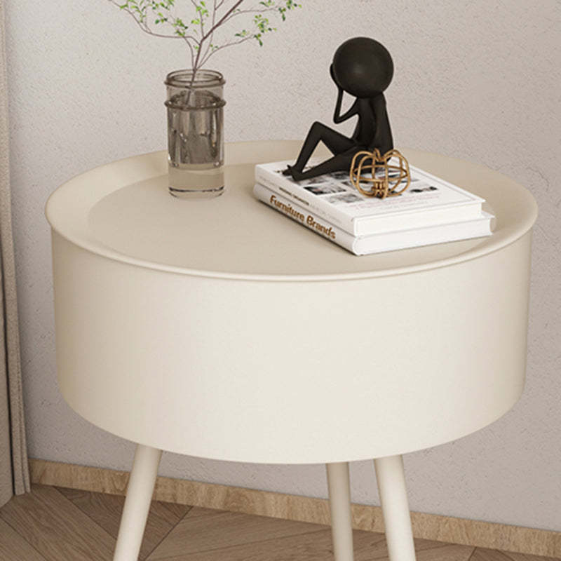 Minimalist Round Iron 1-Storage Nightstand — Black