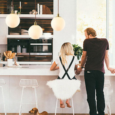 Nordic Minimalist White Orb Pendant Light