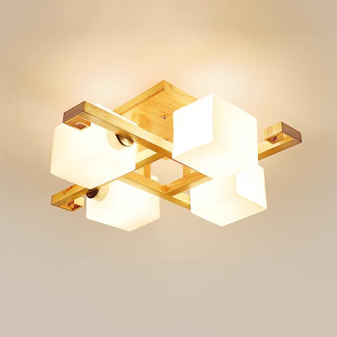 Nordic Solid Wood 4/5/8/9-Light Flush Mount