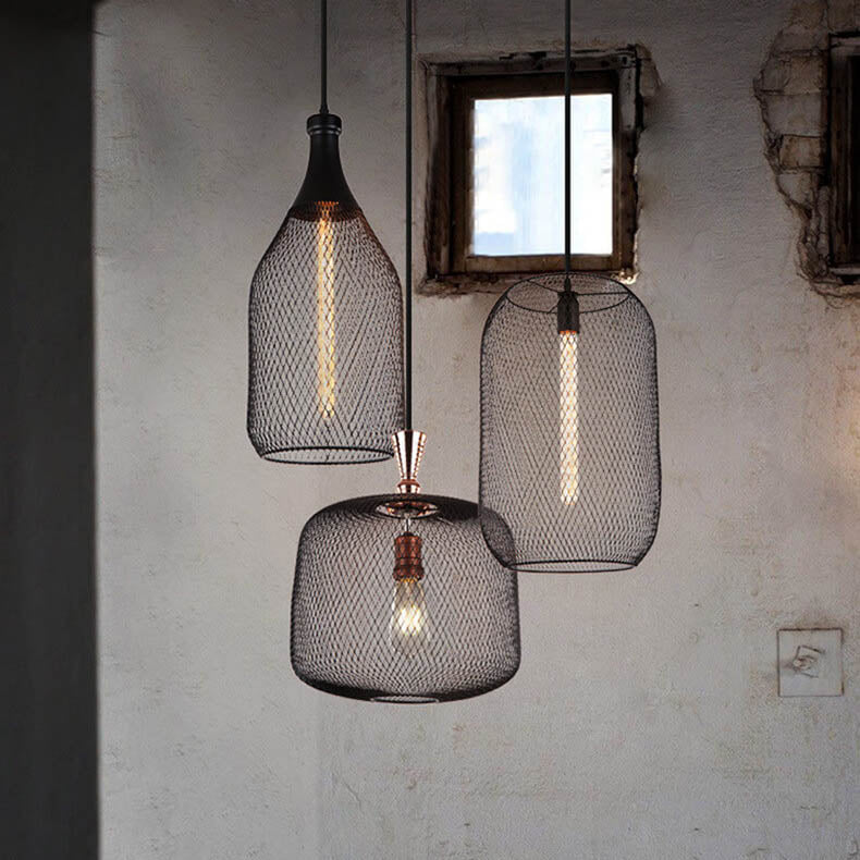 Creative cylindrical black pendant lighting in iron — 220V-240V (UK/AU)