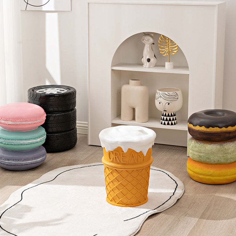 Contemporary Resin Donut Ice Cream Cylindrical Chair