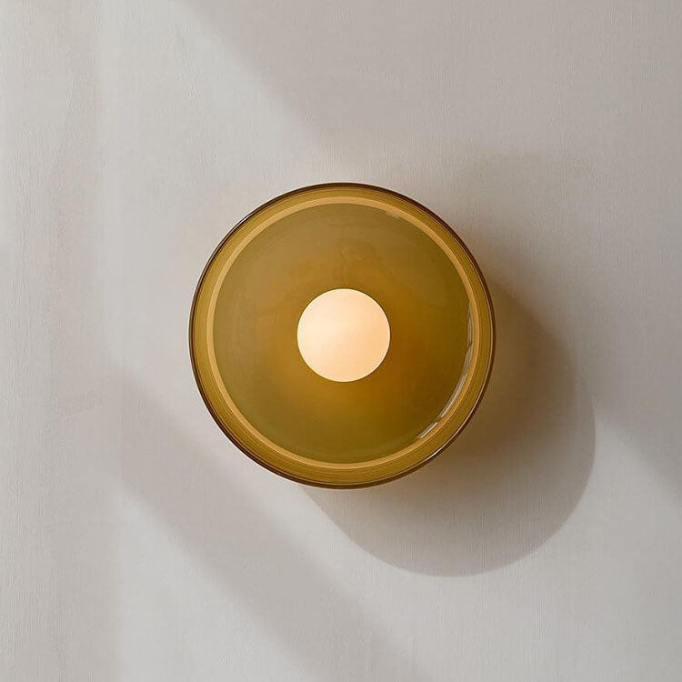 Scandinavian Modern Round Plate Iron Glass Sconce